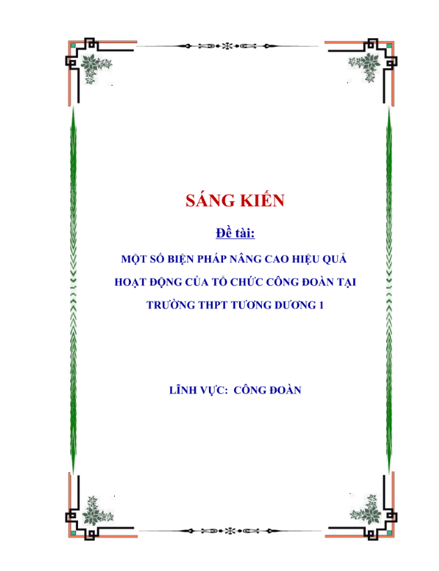 Một số biện pháp nâng cao hiệu quả hoạt động của tổ chức Công đoàn tại trường THPT Tương Dương 1