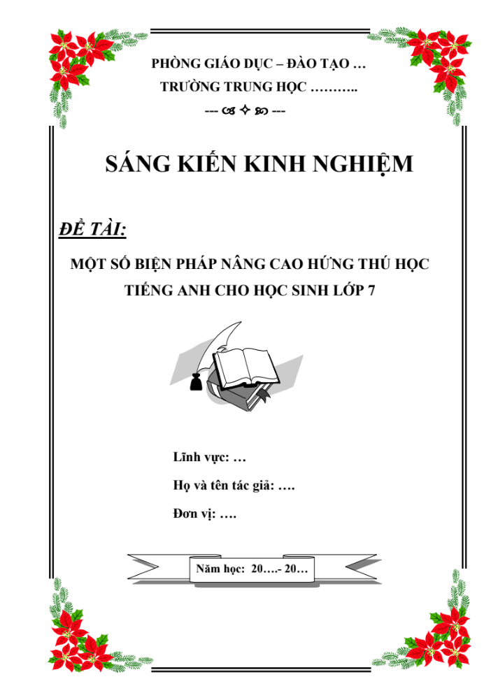 Một số biện pháp nâng cao hứng thú học tập môn Tiếng Anh cho học sinh lớp 7 ( Sách Global/Smart start/Friend plus)
