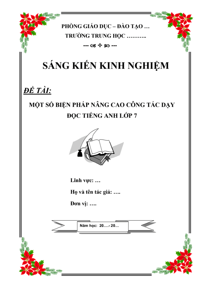Một số biện pháp nâng cao trong công tác dạy đọc Tiếng Anh lớp 7 ( Sách Global/Smart start/Friend plus)