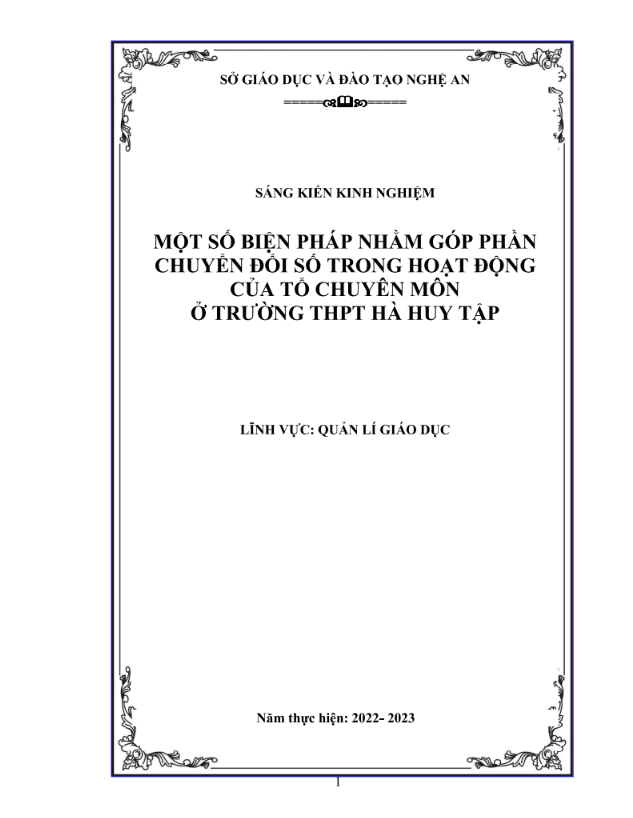 Một số biện pháp nhằm góp phần chuyển đổi số trong hoạt động của tổ chuyên môn ở trường thpt