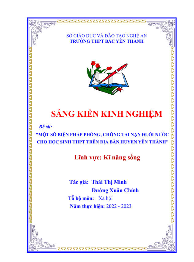 Một số biện pháp phòng, chống tai nạn đuối nước cho học sinh thpt trên địa bàn huyện