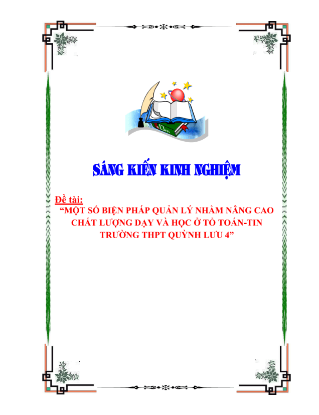 Một số biện pháp quản lý nhằm nâng cao chất lượng dạy và học ở tổ toán-tin trường thpt