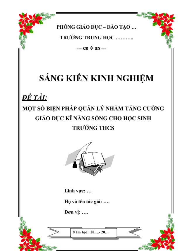 Một số biện pháp quản lý nhằm tăng cường giáo dục kĩ năng sống cho học sinh trường THCS