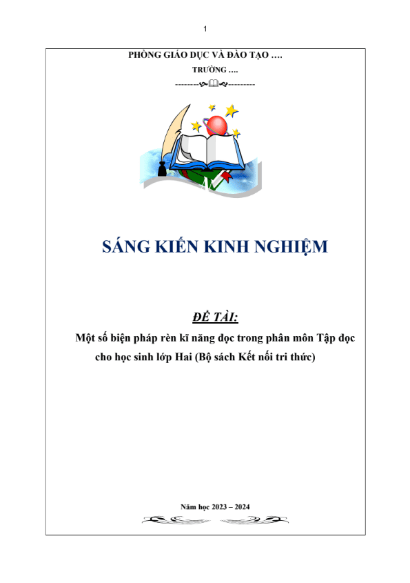 Một số biện pháp rèn kĩ năng đọc trong phân môn Tập đọc cho học sinh lớp Hai (Bộ sách Kết nối tri thức)