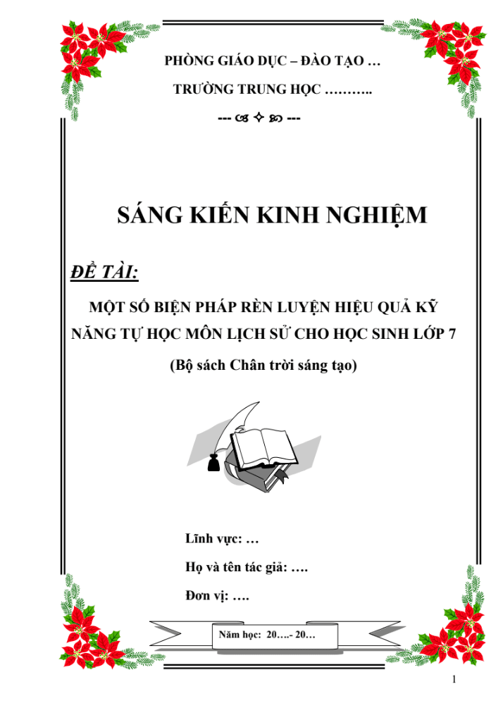 Một số biện pháp rèn luyện hiệu quả kỹ năng tự học môn Lịch Sử cho học sinh lớp 7 (Bộ sách chân trời sáng tạo)