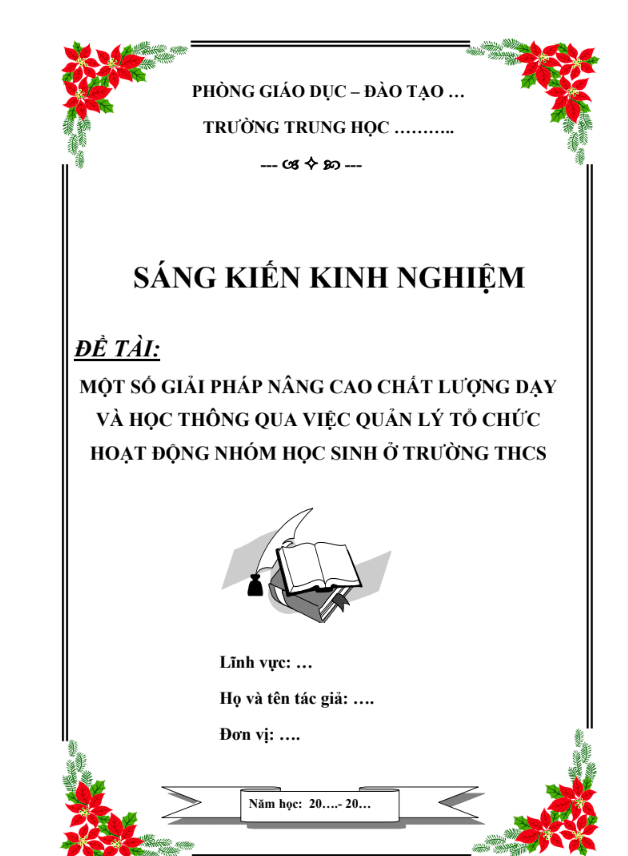 Một số giải pháp nâng cao chất lượng dạy và học thông qua việc quản lý tổ chức hoạt động nhóm học sinh ở trường THCS