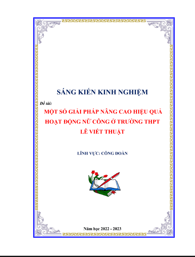 Một số giải pháp nâng cao hiệu quả hoạt động nữ công ở trường THPT Lê Viết Thuật
