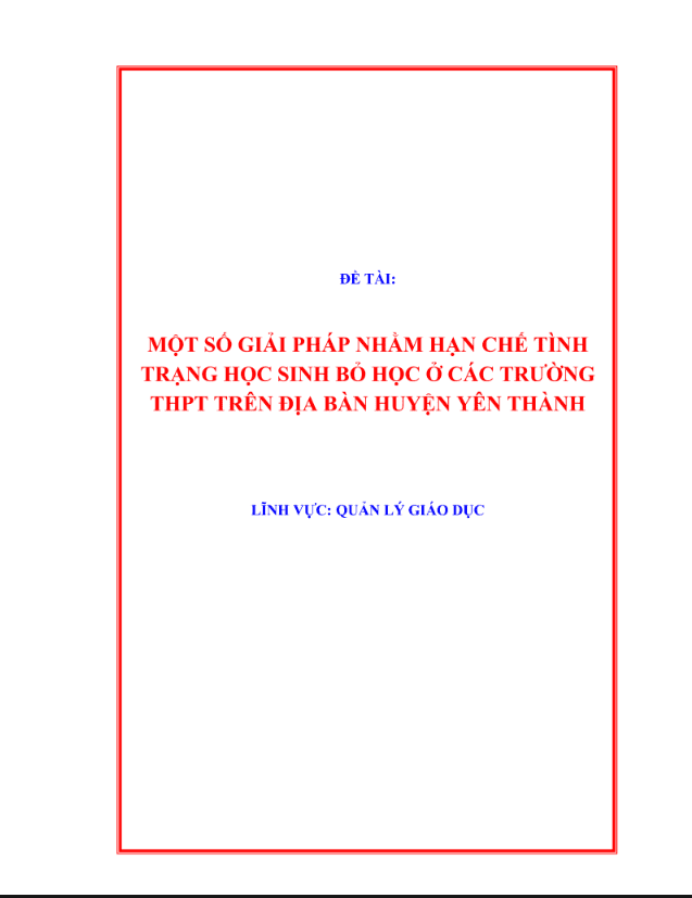 Một số giải pháp nhằm hạn chế tình trạng học sinh bỏ học ở các trường thpt trên địa bàn huyện