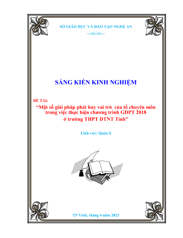 Một số giải pháp phát huy vai trò của tổ chuyên môn trong việc thực hiện chương trình gdpt 2018 ở trường thpt