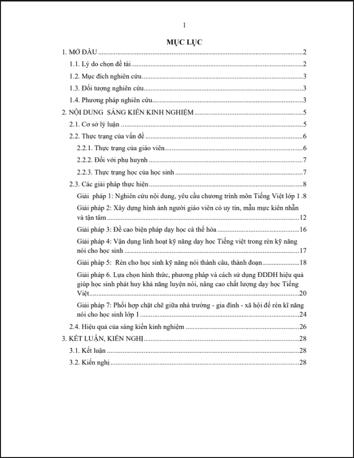 Một số giải pháp rèn kỹ năng nói trong môn Tiếng Việt cho học sinh lớp 1 theo bộ sách Kết nối tri thức