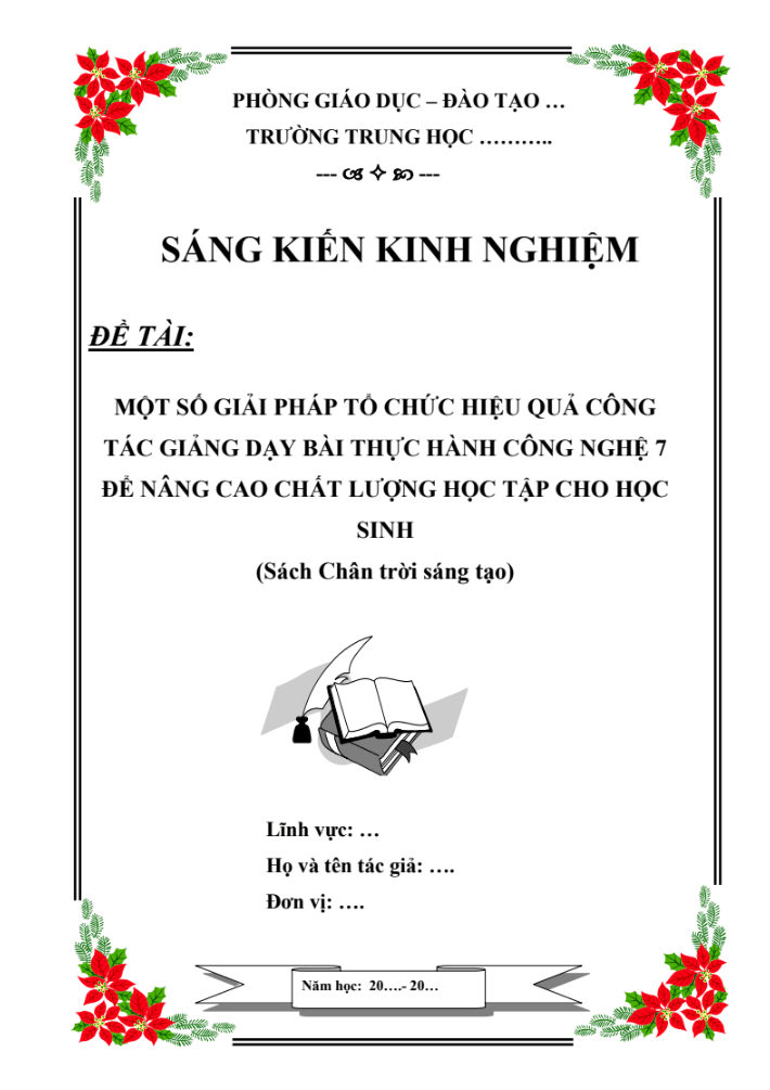 Một số giải pháp tổ chức hiệu quả công tác giảng dạy bài thực hành công nghệ 7 để nâng cao chất lượng học tập cho học sinh (Sách Chân trời sáng tạo)