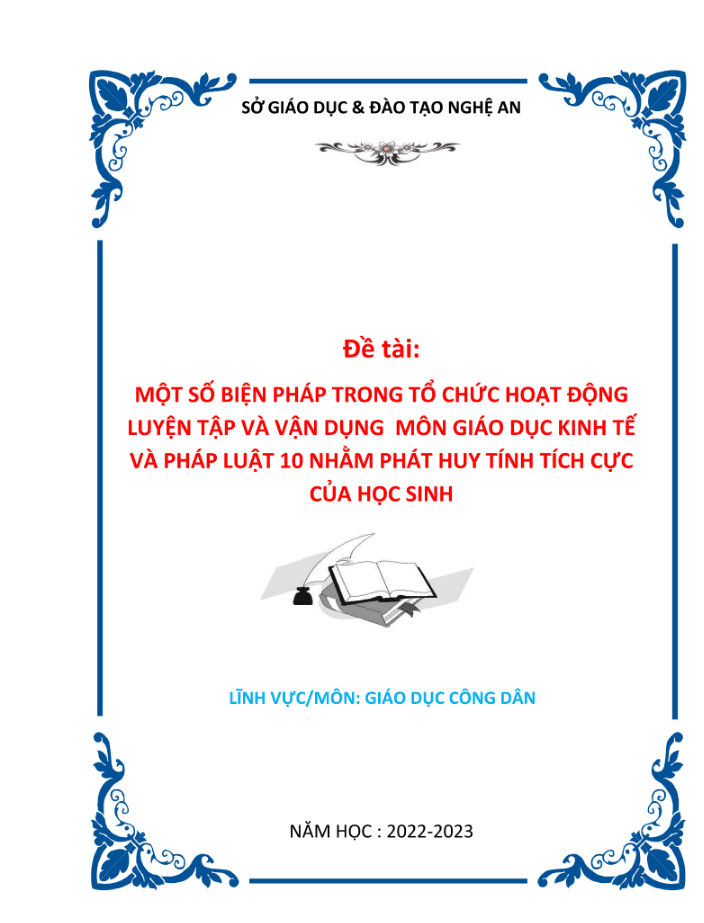 Một số giải pháp trong tổ chức hoạt động luyện tập và vận dụng môn giáo dục kinh tế và pháp luật 10 nhằm phát huy tính tích cực của học sinh – KNTT