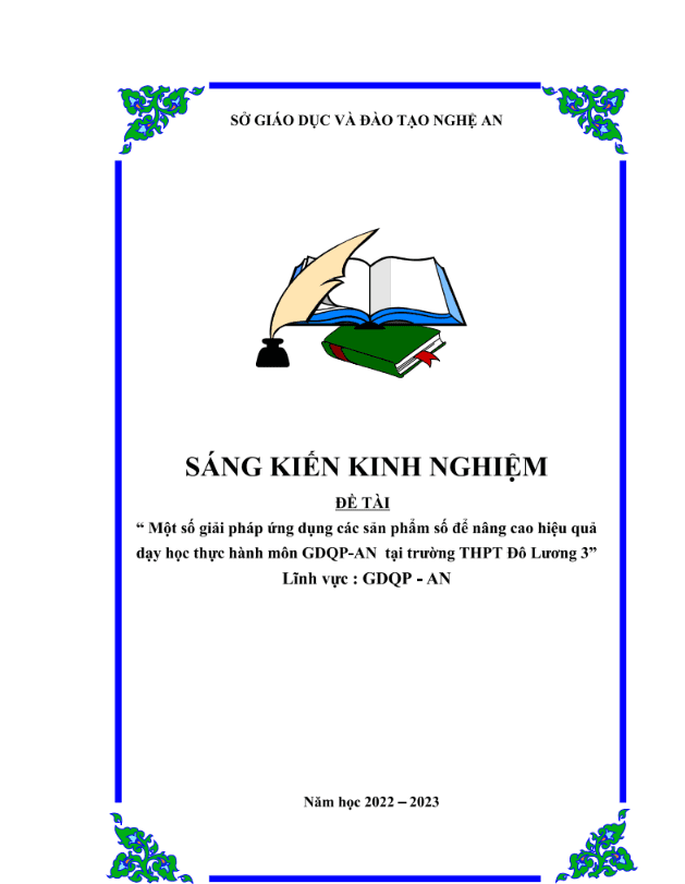Một số giải pháp ứng dụng các sản phẩm số để nâng cao hiệu quả dạy học thực hành môn GDQP-AN tại trường THPT Đô Lương 3