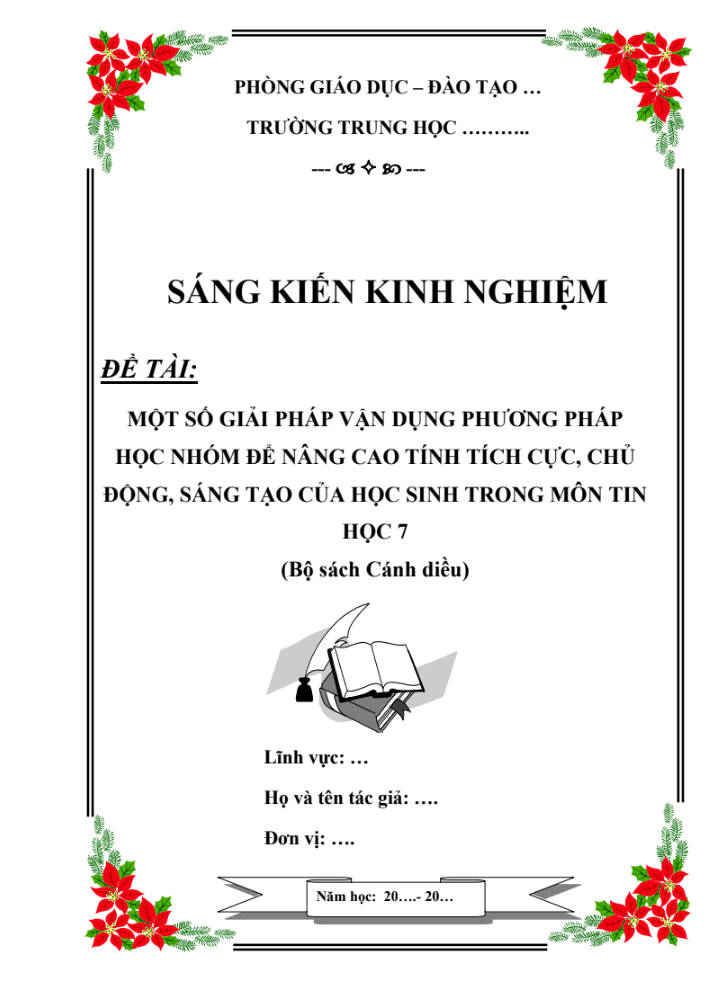 Một số giải pháp vận dụng phương pháp học nhóm để nâng cao tính tích cực, chủ động, sáng tạo của học sinh trong môn tin học 7 (Bộ sách Cánh diều)