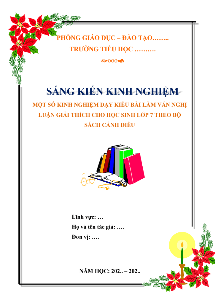 Một số kinh nghiệm dạy kiểu bài làm văn nghị luận giải thích cho học sinh lớp 7 theo bộ sách Cánh diều