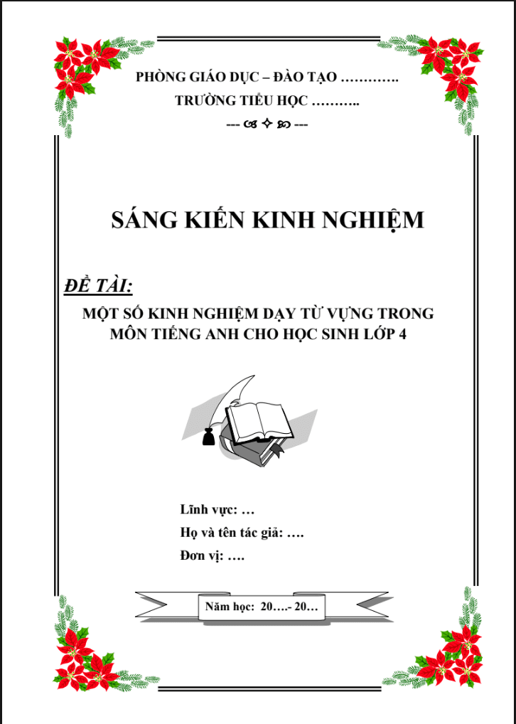 Một số kinh nghiệm dạy từ vựng trong môn tiếng anh cho học sinh lớp 4 ( Sách thí điểm/Global/Smart start/Family&friend)