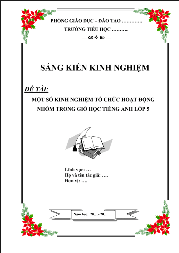 Một số kinh nghiệm tổ chức hoạt động nhóm trong giờ học tiếng anh lớp 5 ( Sách thí điểm/Global/Smart start/Family&friend)