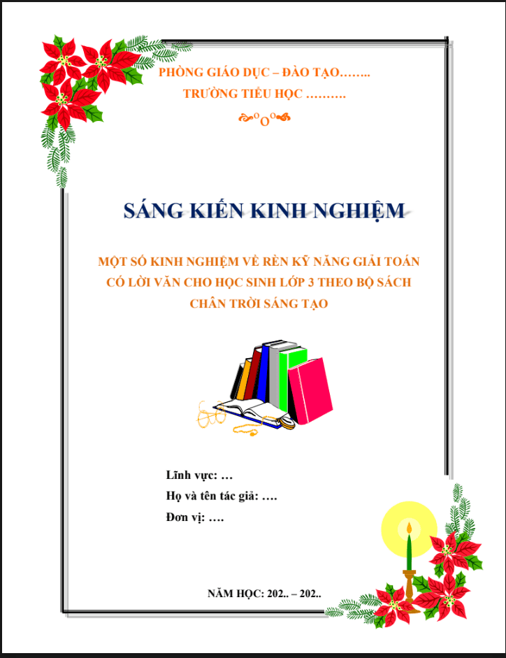 Một số kinh nghiệm về rèn kỹ năng giải toán có lời văn cho học sinh lớp 3 theo bộ sách Chân trời sáng tạo