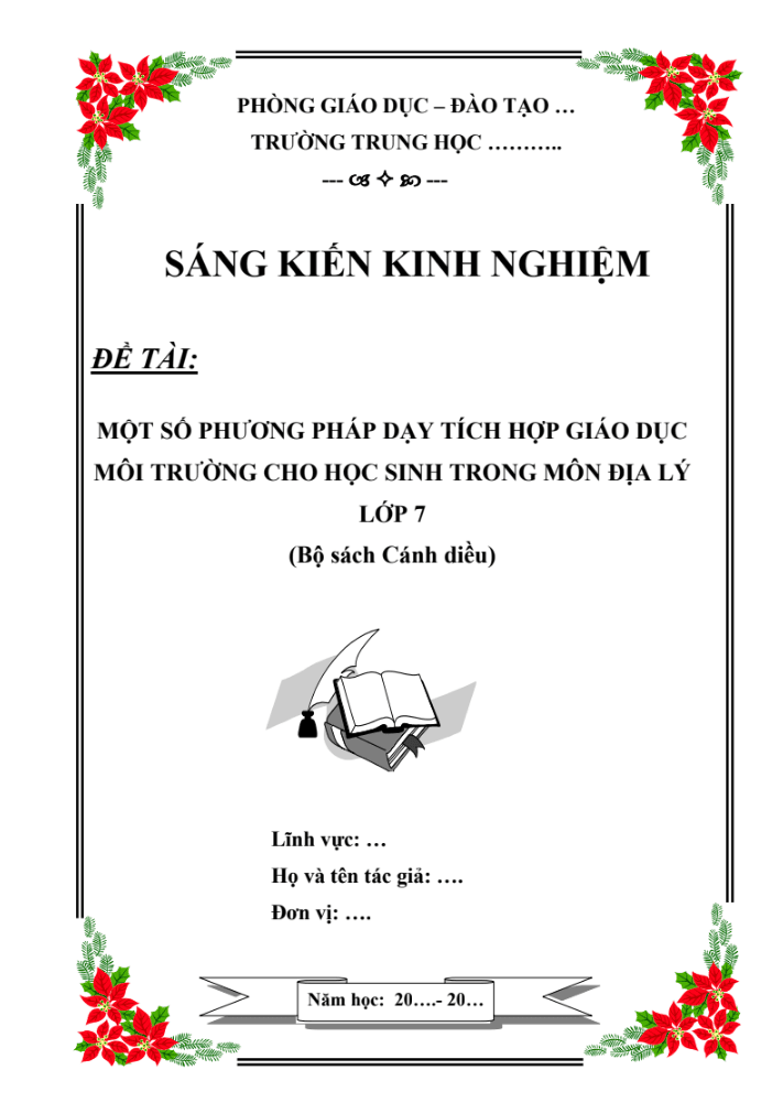Một số phương pháp dạy tích hợp giáo dục môi trường cho học sinh trong môn Địa lý lớp 7 (Bộ sách Cánh diều)