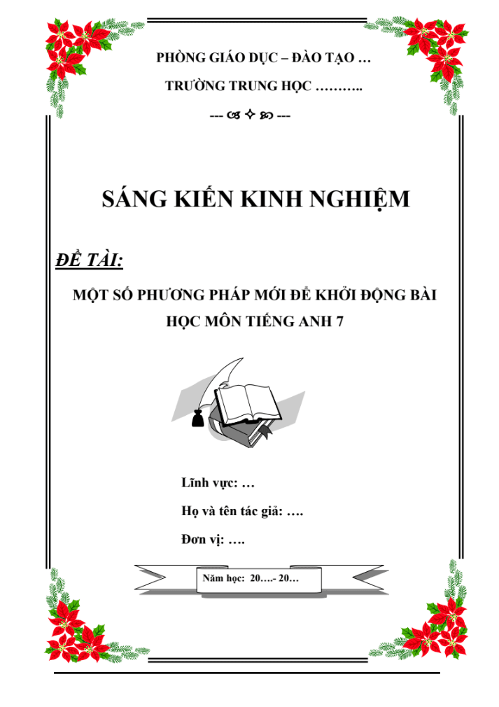 Một số phương pháp mới để khởi động bài học môn tiếng anh 7 ( Sách thí điểm/Global/Smart start/Friend plus)