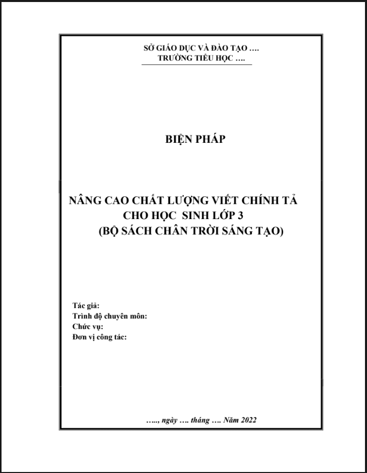 Nâng cao chất lượng viết chính tả cho học sinh lớp 3 (Sách chân trời sáng tạo)
