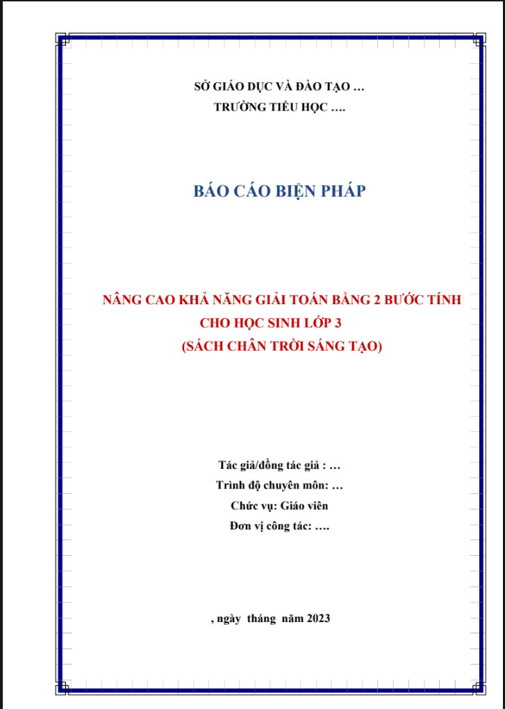 Nâng cao khả năng giải toán bằng 2 bước tính cho học sinh lớp 3 (CTST)