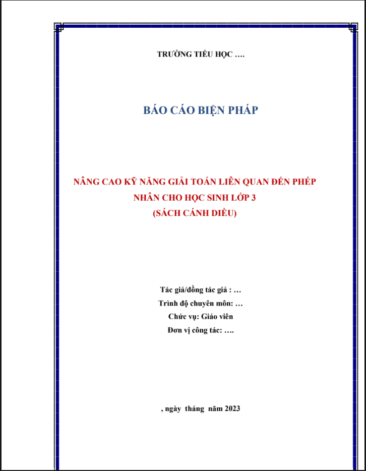 Nâng cao kỹ năng giải toán liên quan đến phép nhân cho học sinh lớp 3 (CD)