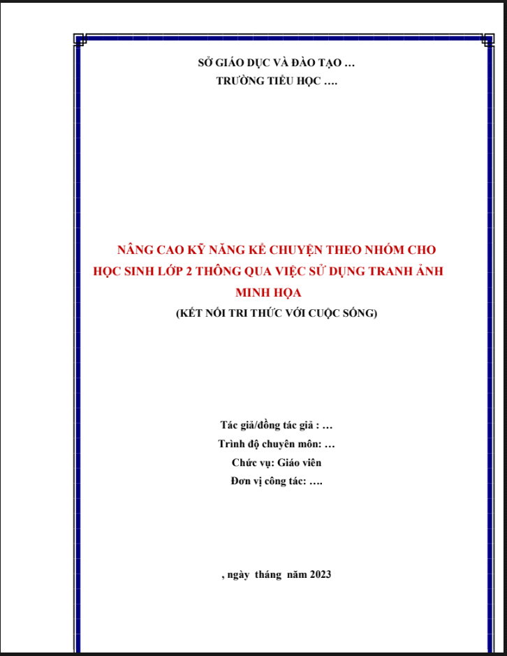 Nâng cao kỹ năng kể chuyện theo nhóm cho học sinh lớp 2 thông qua việc sử dụng tranh ảnh minh họa  (Kết nối tri thức)