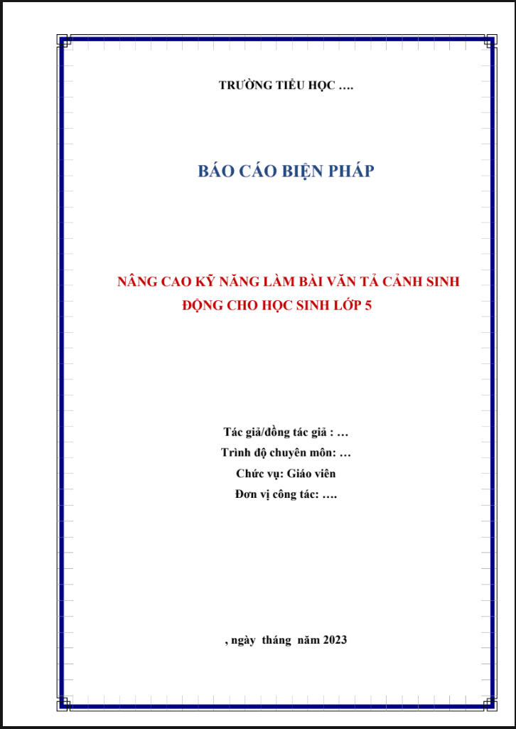 Nâng cao kỹ năng làm bài văn tả cảnh sinh động cho học sinh lớp 5
