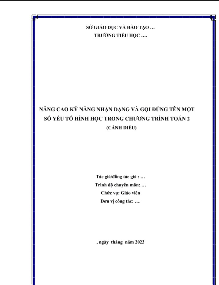 Nâng cao kỹ năng nhận dạng và gọi đúng tên một số yếu tố hình học chương trình Toán 2 (CD) cho học sinh