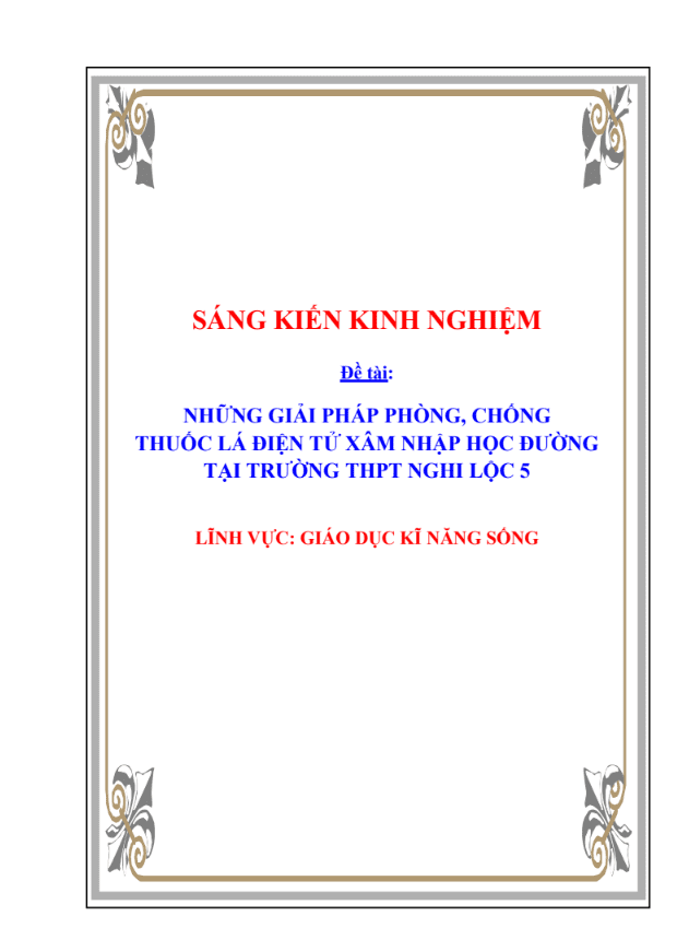 Những giải pháp phòng, chống thuốc lá điện tử xâm nhập học đường tại trường thpt