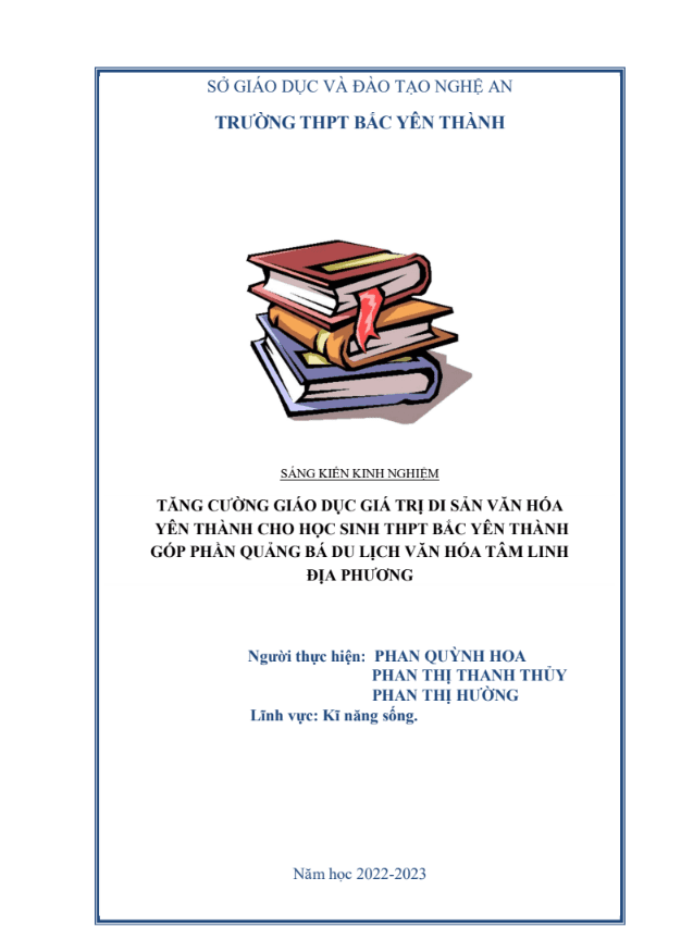 PDF – Tăng cường giáo dục giá trị di sản văn hóa yên thành cho học sinh thpt bắc yên thành góp phần quảng bá du lịch văn hóa tâm linh địa phương