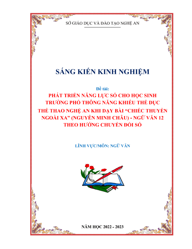Phát triển năng lực số cho học sinh Trường Phổ thông Năng khiếu Thể dục Thể thao Nghệ An khi dạy bài “Chiếc thuyền ngoài xa” (Nguyễn Minh Châu) – Ngữ văn 12 theo hướng chuyển đổi số