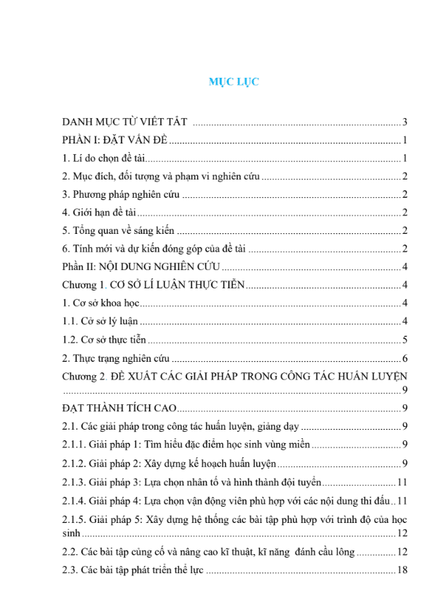 Phương pháp huấn luyện nhằm nâng cao thành tích thi đấu HKPĐ môn Cầu Lông