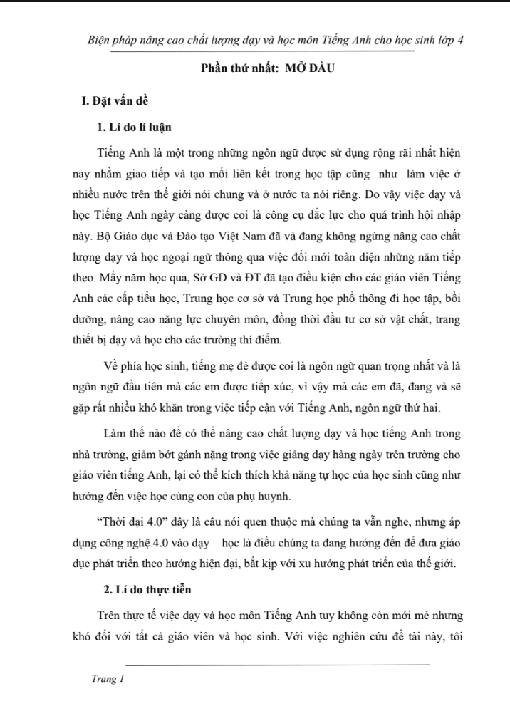 Phương pháp hướng dẫn học sinh lớp 4 phát âm Tiếng Anh đúng