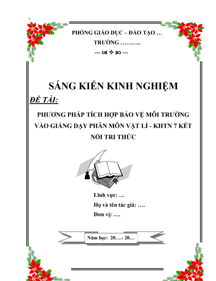 Phương pháp tích hợp bảo vệ môi trường vào giảng dạy phân môn Vật lí – KHTN 7 kết nối tri thức