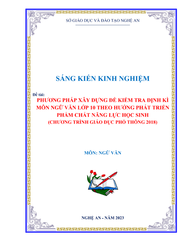 Phương pháp xây dựng đề kiểm tra định kì môn Ngữ văn lớp 10 theo hướng phát triển phẩm chất năng lực học sinh (CTST)
