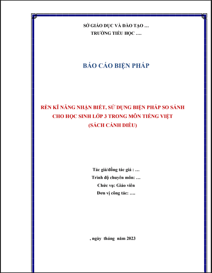 Rèn kĩ năng nhận biết, sử dụng biện pháp so sánh cho học sinh lớp 3 trong môn Tiếng Việt (CD