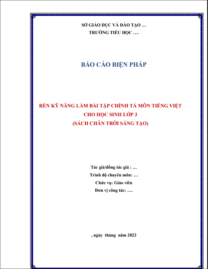 Rèn kỹ năng làm bài tập chính tả môn Tiếng Việt cho học sinh lớp 3 (CTST)