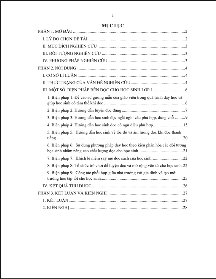 Sáng kiến kinh nghiệm Một số biện pháp rèn đọc cho học sinh lớp 1 theo bộ sách cánh diều