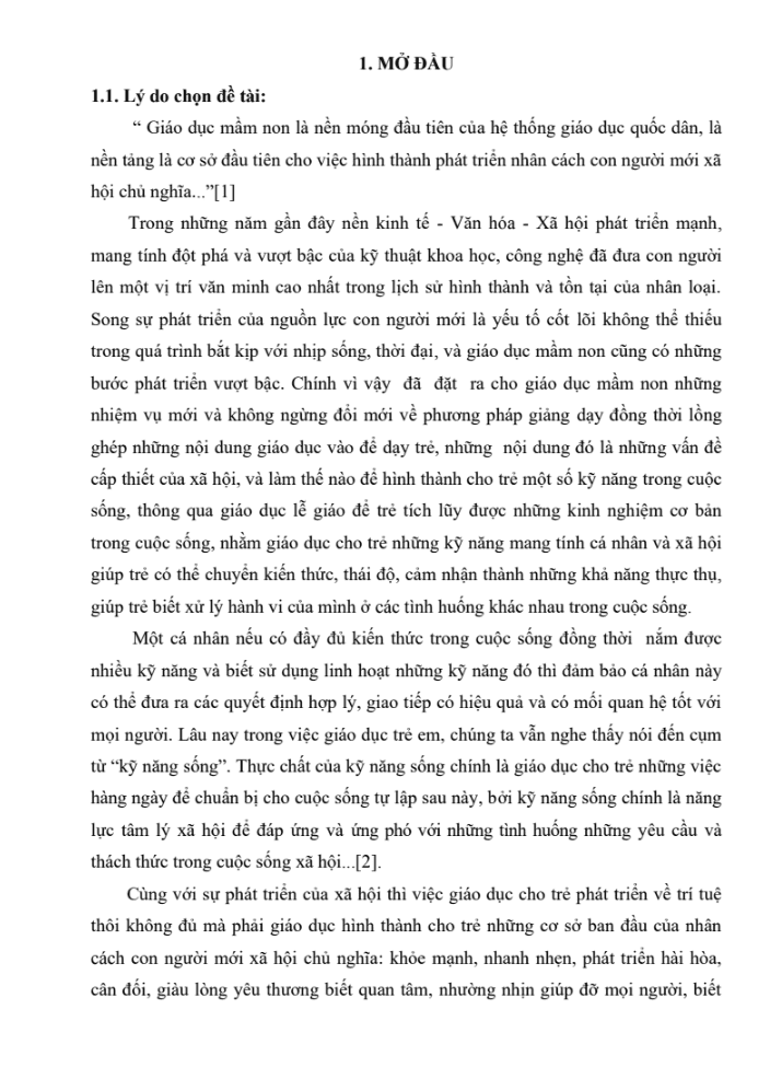 SKKN Biện pháp hình thành một số kỹ năng sống cho trẻ mẫu giáo 4 – 5 tuổi thông qua việc giáo dục lễ giáo