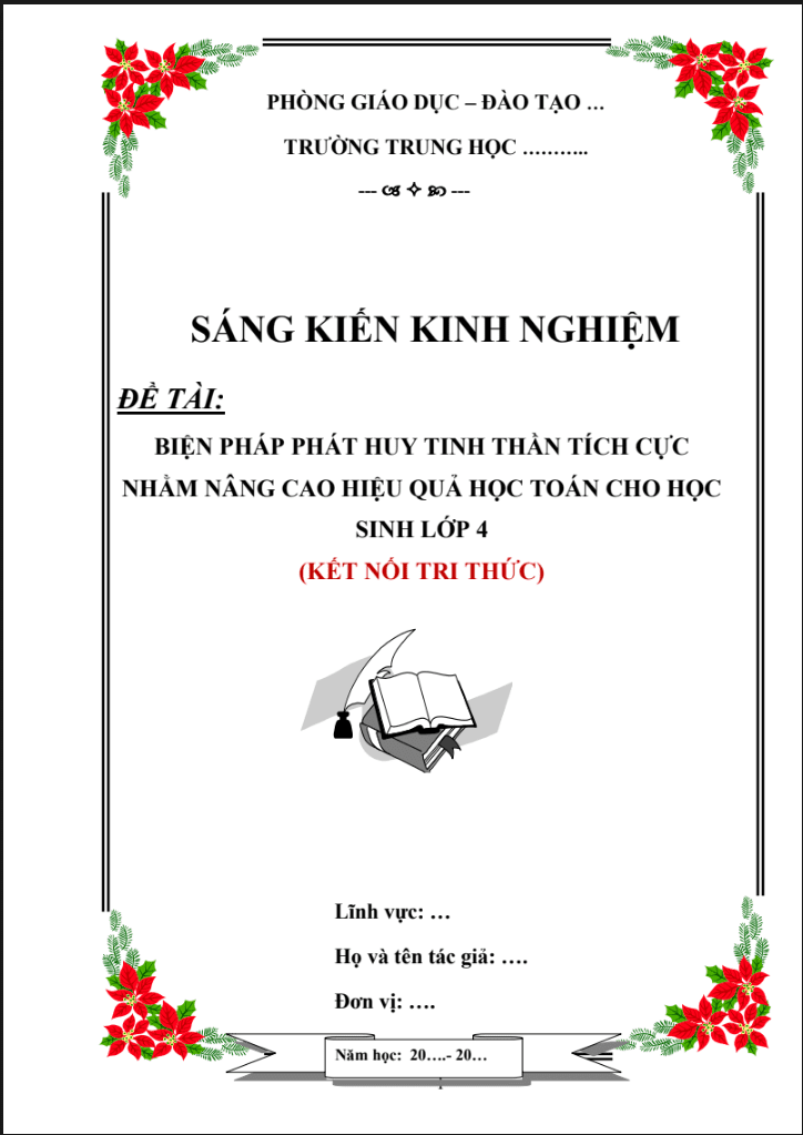 SKKN Biện pháp phát huy tinh thần tích cực nhằm nâng cao hiệu quả học toán cho học sinh lớp 4 (KNTT)