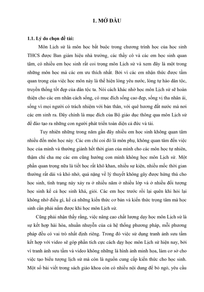 SKKN Biện pháp sử dụng tranh ảnh, video trong dạy học Lịch sử 8 có hiệu quả