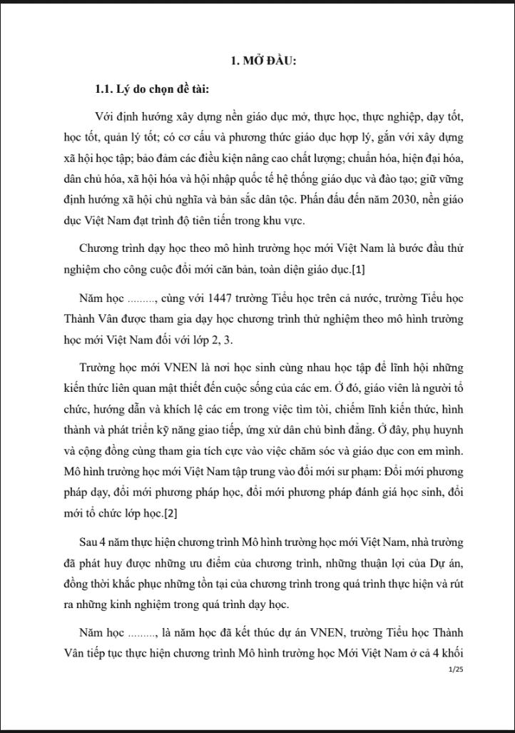 SKKN Chỉ đạo nâng cao chất lượng dạy học môn Tiếng Việt lớp 2 chương trình Mô hình trường học mới Việt Nam sau kết thúc dự án VNEN
