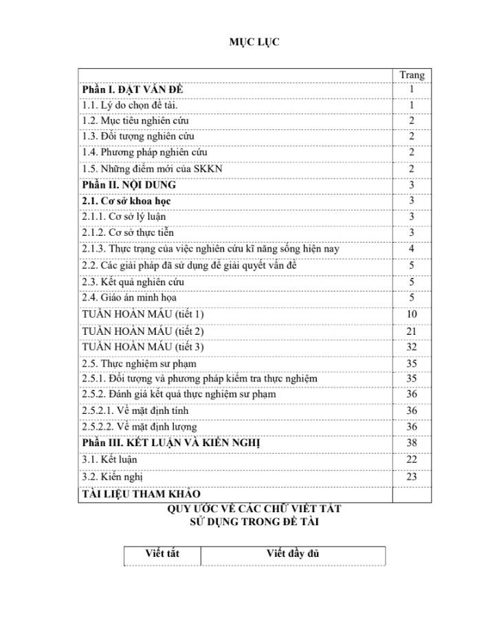 SKKN Dạy học phát triển kĩ năng sơ cứu và phòng chống một số tai nạn thường gặp thông qua chủ đề “ tuần hoàn máu”