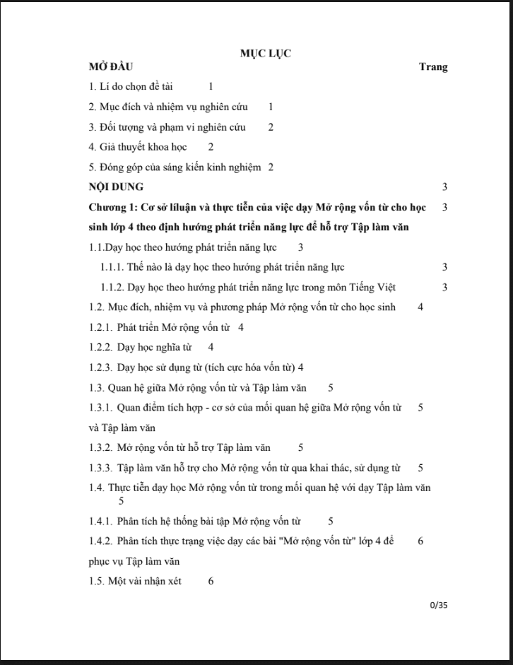 SKKN Dạy Mở rộng vốn từ cho học sinh lớp 4 theo định hướng phát triển năng lực để hỗ trợ Tập làm văn