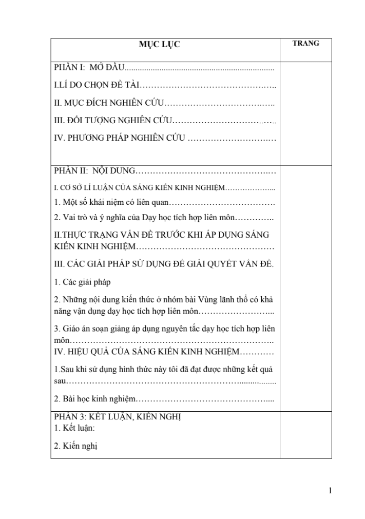 SKKN Dạy tích hợp liên môn kiểu bài vùng lãnh thổ Địa lí 9 nhằm nâng cao chất lượng học sinh
