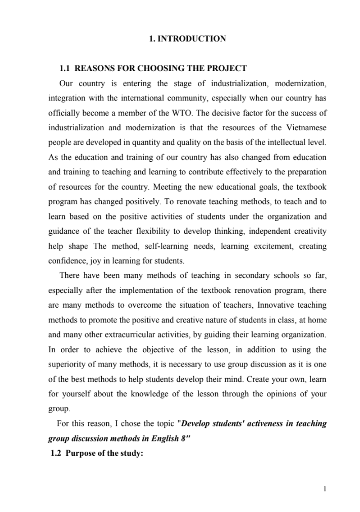 SKKN Develop students’ activeness in teaching group disscussion methods in English 8