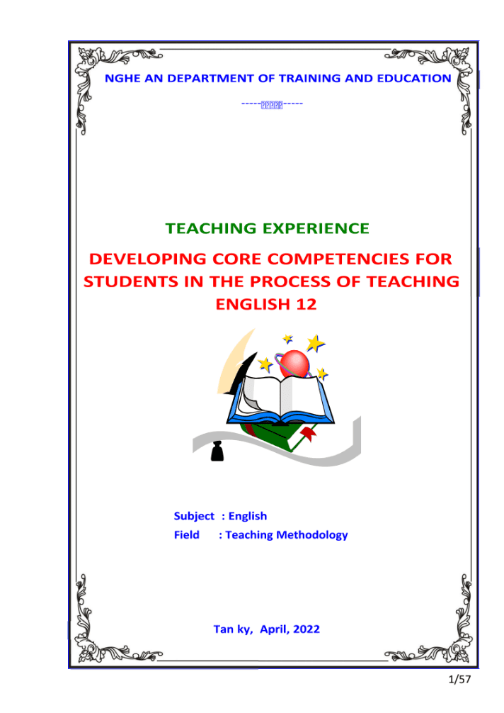 SKKN Developing core competencies for students in the process of teaching English 12