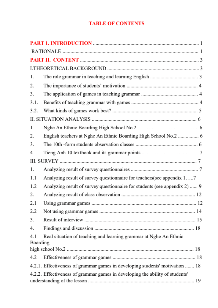 SKKN Effectiveness of Using Games in Teaching Grammar to 10 Graders at Ethnic Boarding High School